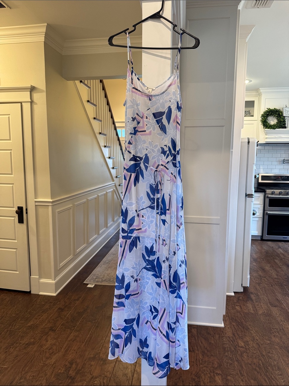 Versona Women’s Medium Blue & Pink/Purple Floral Slip Maxi Dress